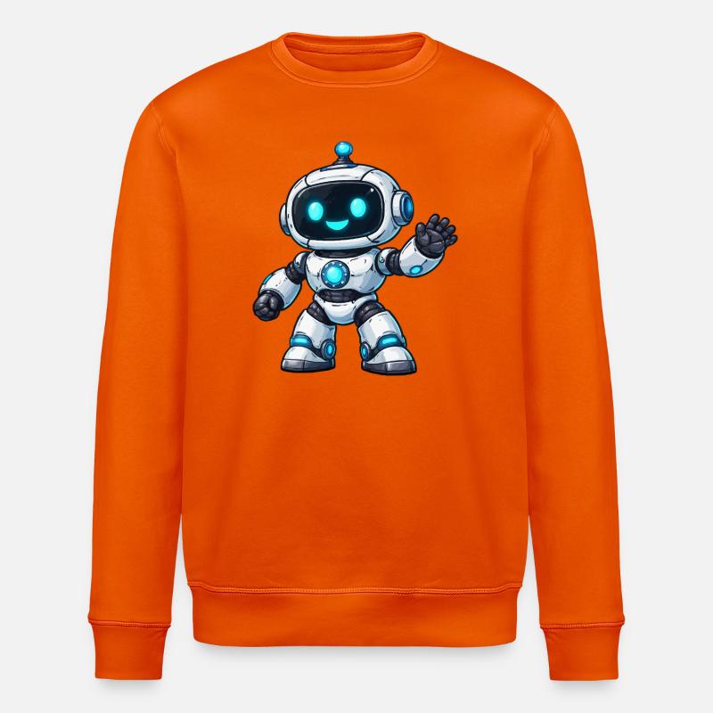 Kleiner Neonroboter Gruß - Stanley/Stella Unisex Bio-Sweatshirt ROLLER - Tieforange
