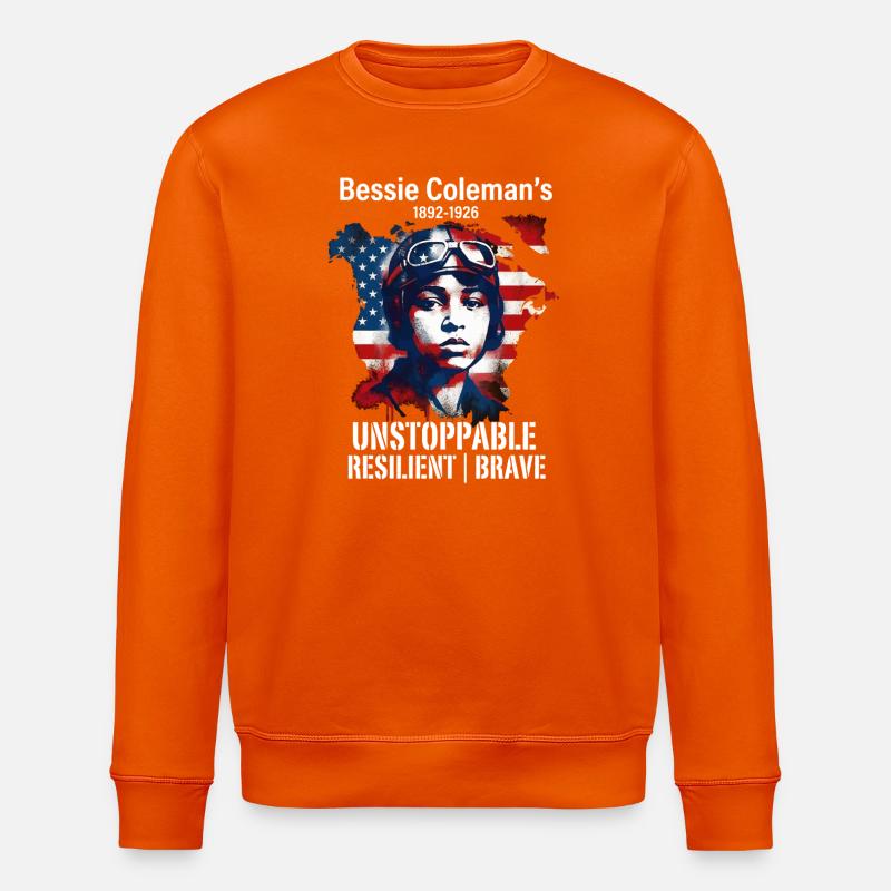 Bessie Coleman Mutig Luftfahrtpionierin - Stanley/Stella Unisex Bio-Sweatshirt ROLLER - Tieforange