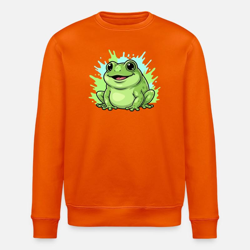 Frösch mit Farbspritzer Hintergrund - Stanley/Stella Unisex Bio-Sweatshirt ROLLER - Tieforange