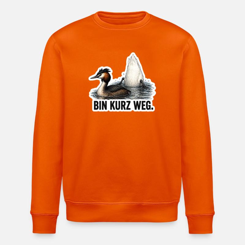 Bin kurz weg – Vogel Motiv - Stanley/Stella Unisex Bio-Sweatshirt ROLLER - Tieforange