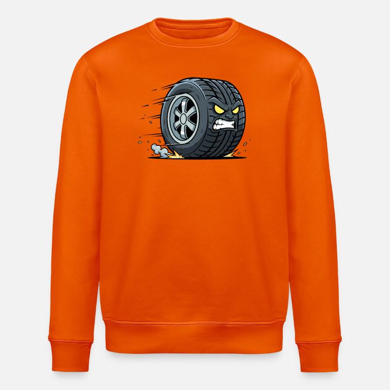 Rasender Reifen mit wütendem Blick - Stanley/Stella Unisex Bio-Sweatshirt ROLLER - Tieforange