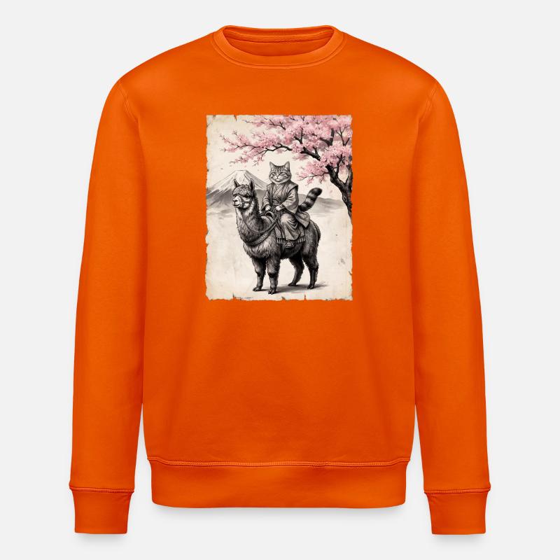 Le chat chevauche le lama - Sweat bio ROLLER Stanley/Stella Unisexe - orange profond