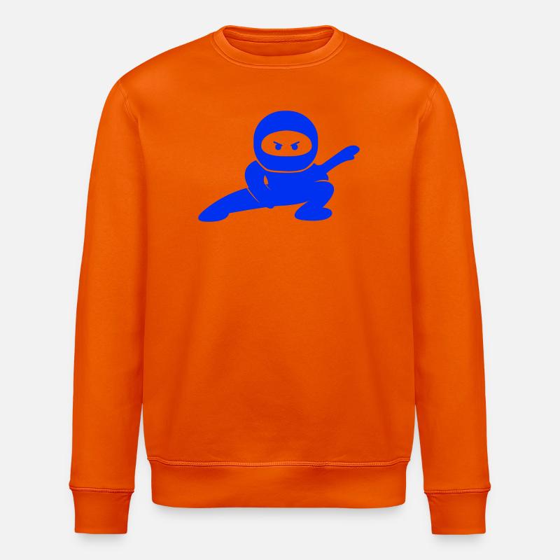 Blauer Ninja in Aktionspose - Stanley/Stella Unisex Bio-Sweatshirt ROLLER - Tieforange