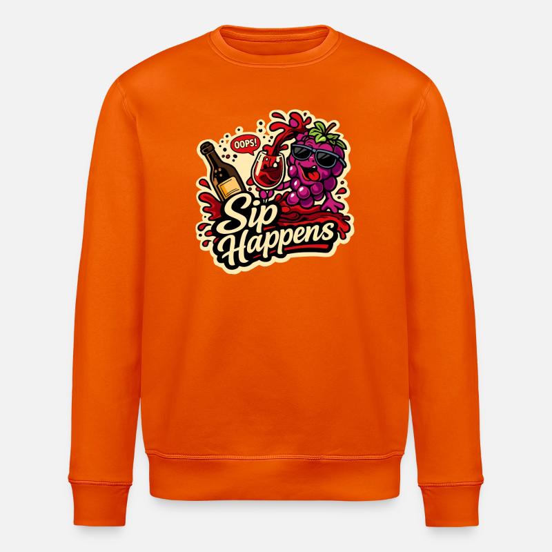 Sip Happens Grapes Comic - Stanley/Stella ROLLER Unisex Organic Sweatshirt - bright orange