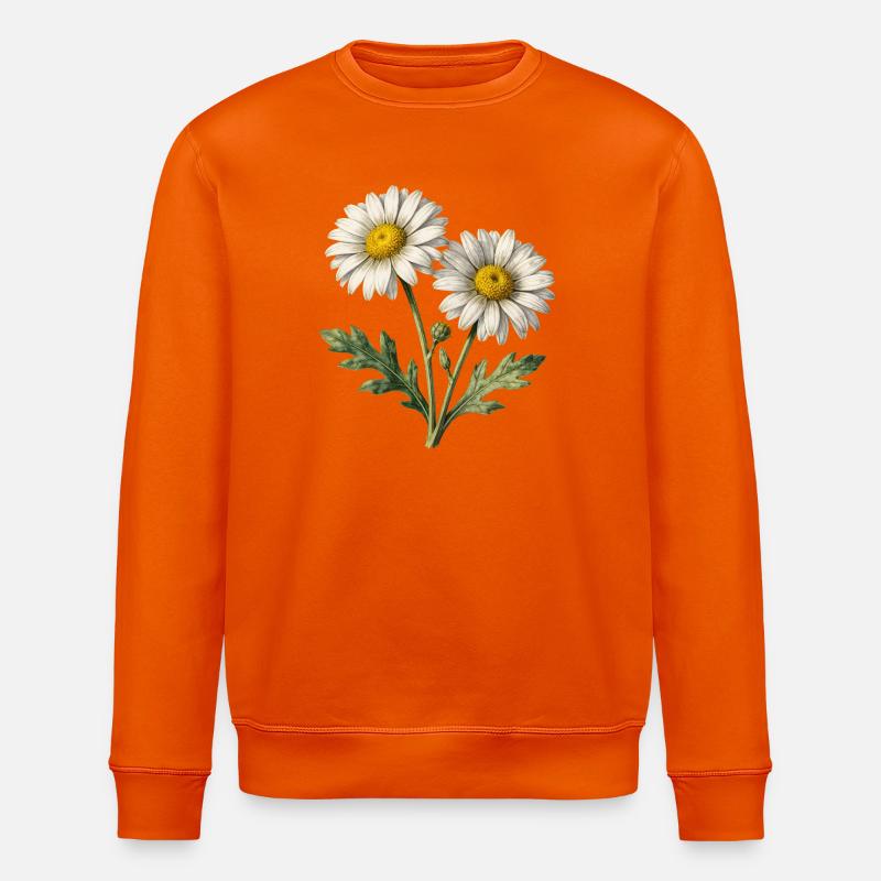 Helle Aquarell-Gänseblümchen - Stanley/Stella Unisex Bio-Sweatshirt ROLLER - Tieforange