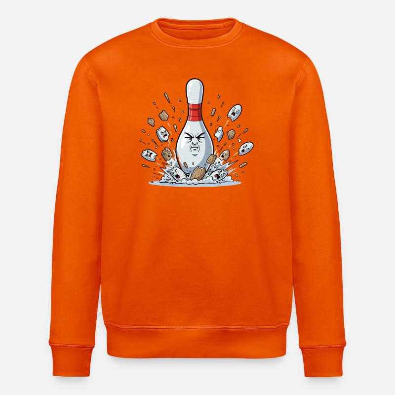 Exploding Bowling Pin Cartoon - Stanley/Stella ROLLER Unisex Organic Sweatshirt - bright orange