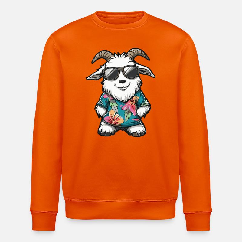 Mountain Goat Comic Vacation - Stanley/Stella ROLLER Unisex Organic Sweatshirt - bright orange
