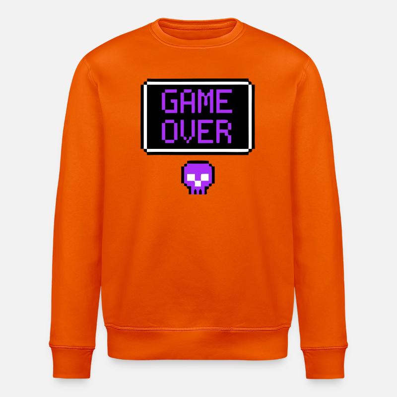 Game Over Skull Pixel Art - Stanley/Stella ROLLER Unisex Organic Sweatshirt - bright orange
