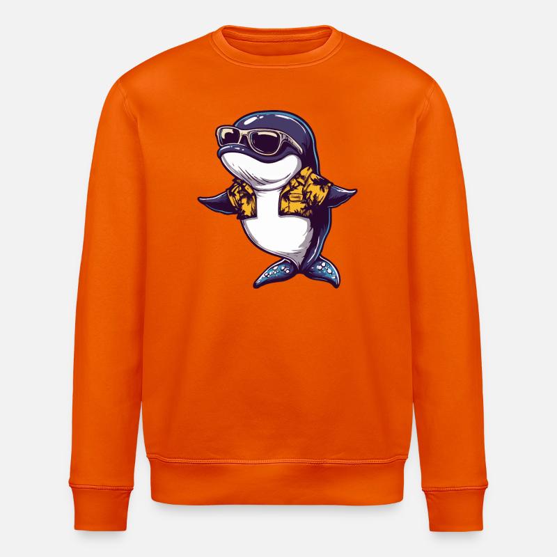 Whale Comic Vacation - Stanley/Stella ROLLER Unisex Organic Sweatshirt - bright orange