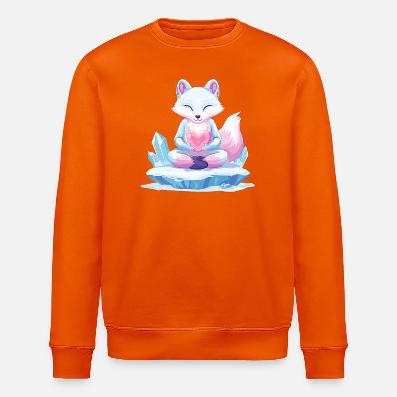 Pastell-Eisfuchs mit Herz - Stanley/Stella ROLLER Unisex Organic Sweatshirt - bright orange