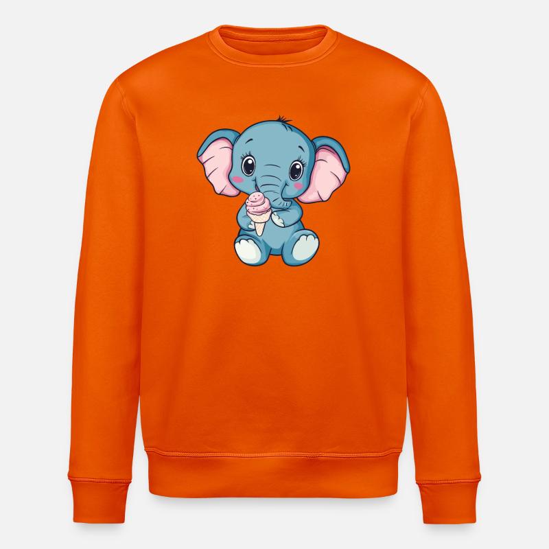 Kuschelig Elefant Eiscreme Illustration - Stanley/Stella Unisex Bio-Sweatshirt ROLLER - Tieforange