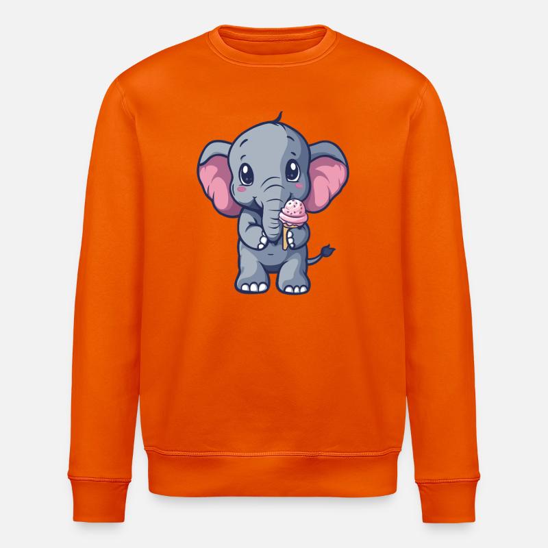 Kleiner Elefant Eiscreme Freund - Stanley/Stella Unisex Bio-Sweatshirt ROLLER - Tieforange