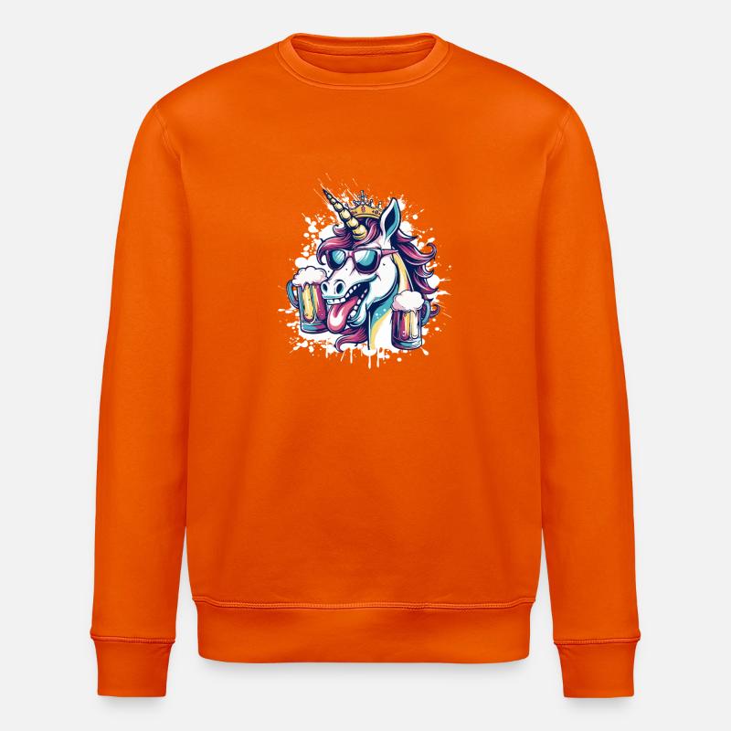 Einhorn Bier Lustig - Stanley/Stella Unisex Bio-Sweatshirt ROLLER - Tieforange