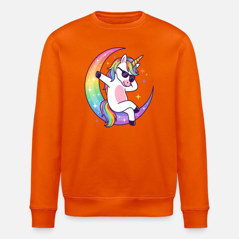 Regenbogen-Einhorn-Mond-Rille - Stanley/Stella Unisex Bio-Sweatshirt ROLLER - Tieforange