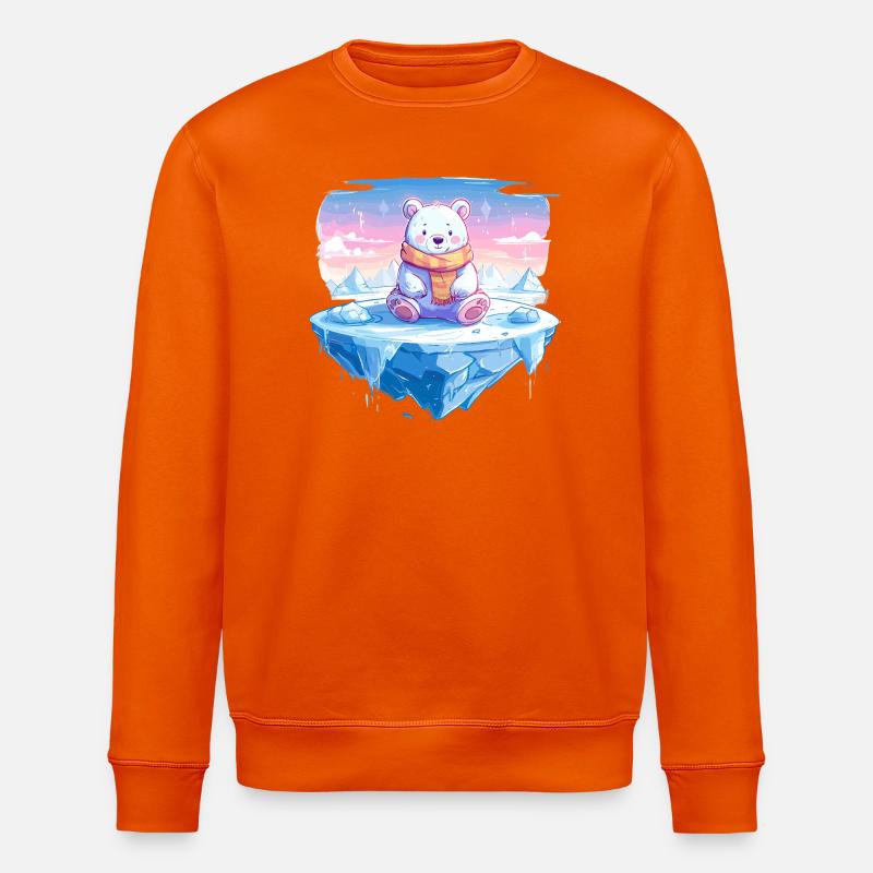 Polarlicht-Bär auf Eis - Stanley/Stella ROLLER Unisex Organic Sweatshirt - bright orange