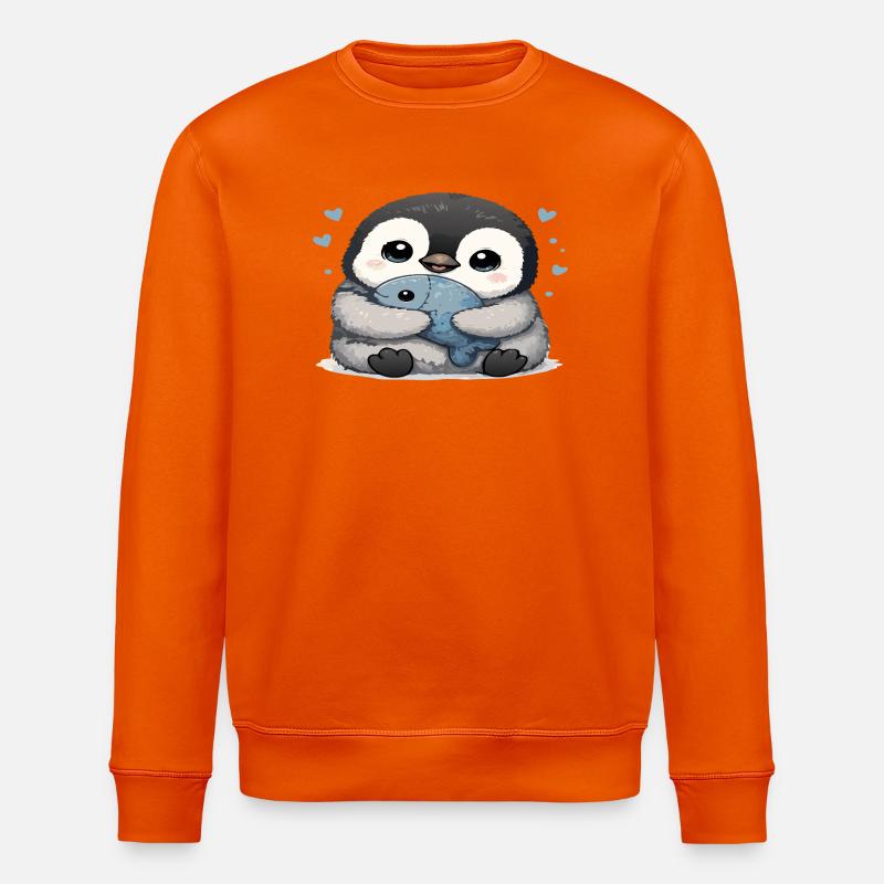 Kuschelpinguin mit Fisch - Stanley/Stella Unisex Bio-Sweatshirt ROLLER - Tieforange