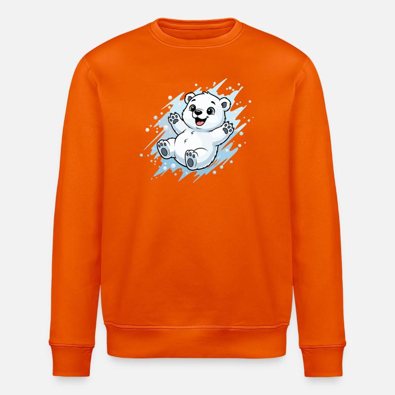 Happy Polar Bear Splash - Stanley/Stella ROLLER Unisex Organic Sweatshirt - bright orange