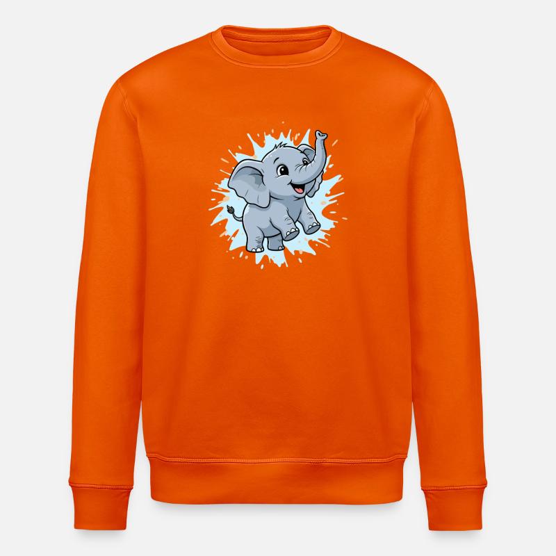 Cute elephant with paint splash - Stanley/Stella ROLLER Unisex Organic Sweatshirt - bright orange