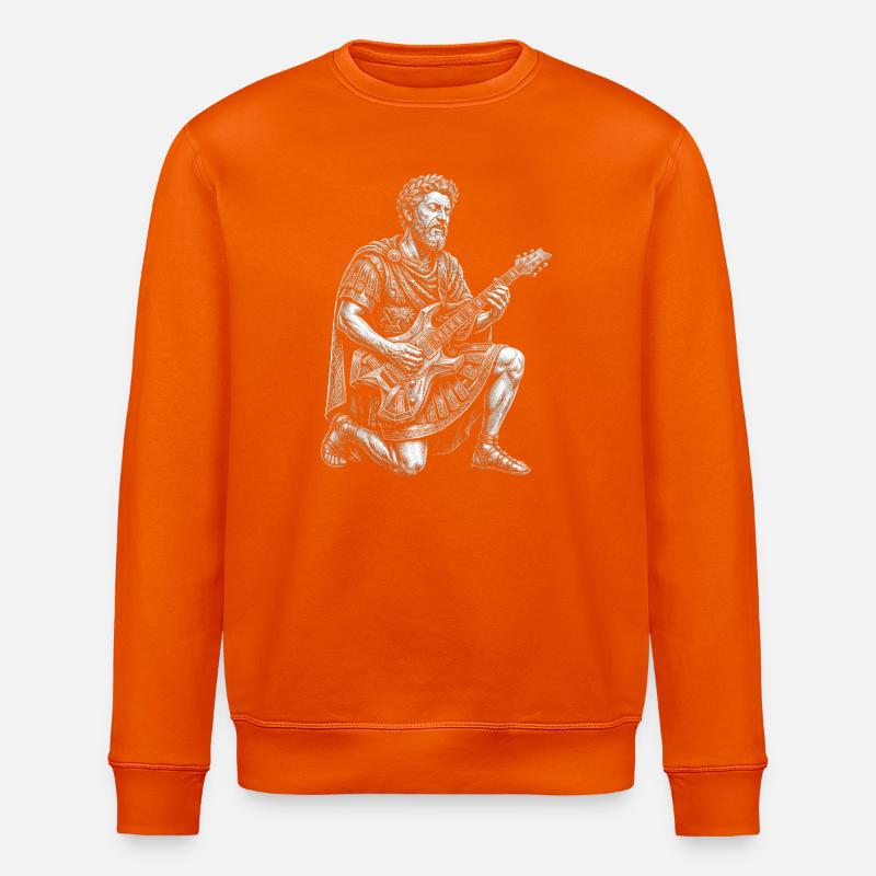 Marcus Aurelius plays guitar - Stanley/Stella ROLLER Unisex Organic Sweatshirt - bright orange