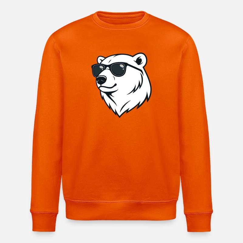 Polar Bear Dark Glasses - Stanley/Stella ROLLER Unisex Organic Sweatshirt - bright orange
