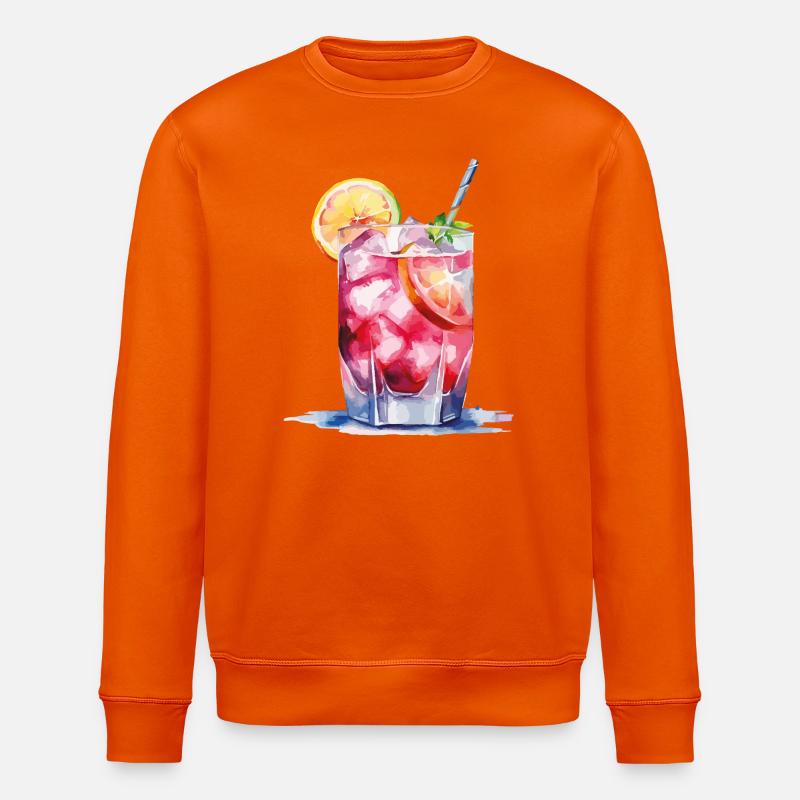 Verre aquarelle à cocktail tropical - Sweat bio ROLLER Stanley/Stella Unisexe - orange profond