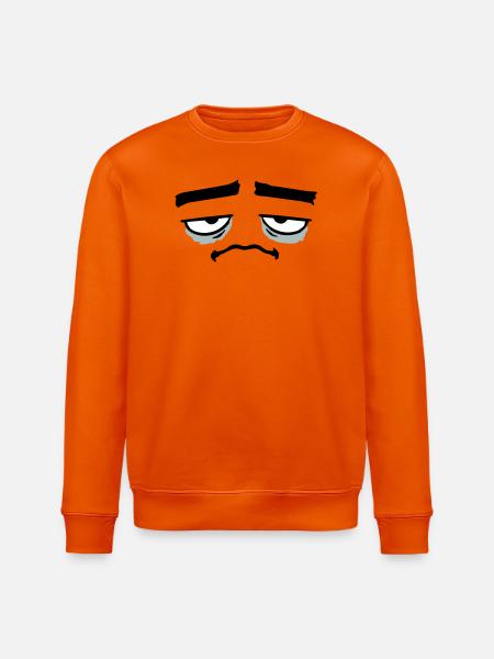 Grumpy sad disappointed face funny - Stanley/Stella ROLLER Unisex Organic Sweatshirt - bright orange