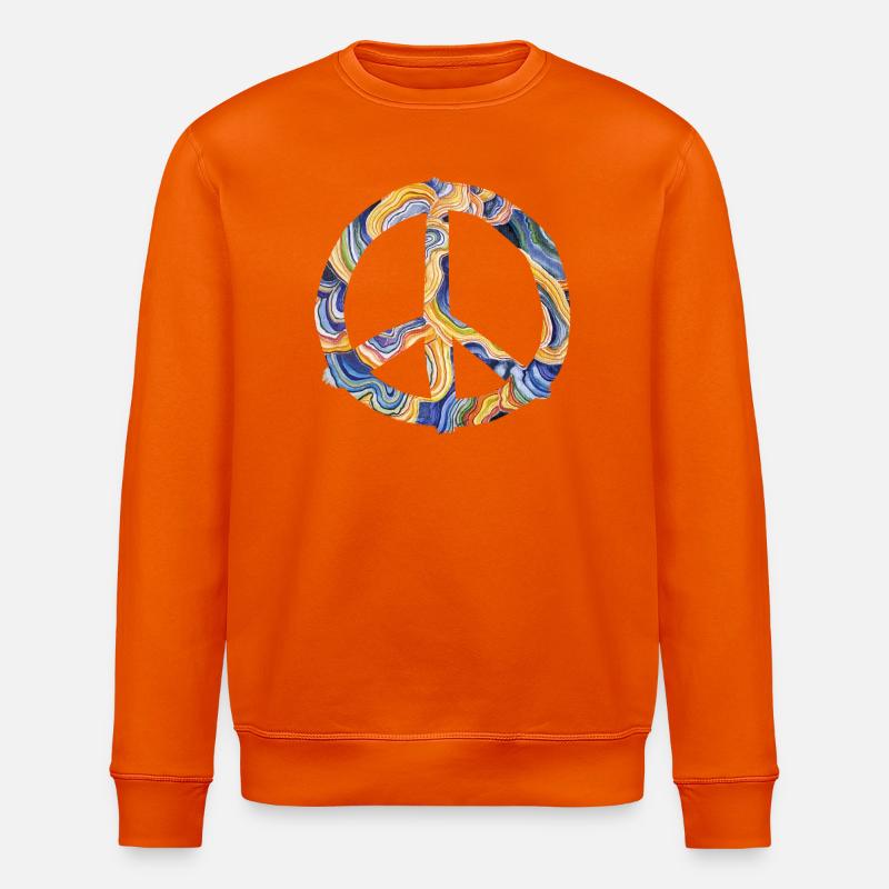Rainbow Peace Symbol - Stanley/Stella ROLLER Unisex Organic Sweatshirt - bright orange