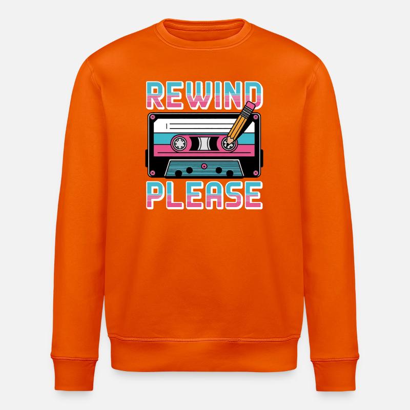 Rewind Please Cassette Retro - Stanley/Stella ROLLER Unisex Organic Sweatshirt - bright orange