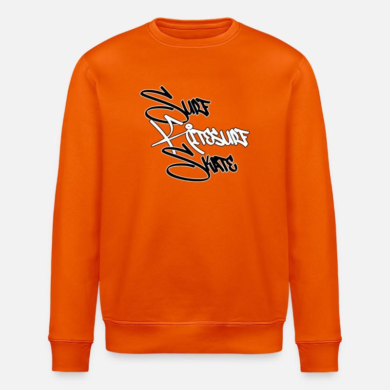 Graffiti Surf Schrift Weiß - Stanley/Stella Unisex Bio-Sweatshirt ROLLER - Tieforange