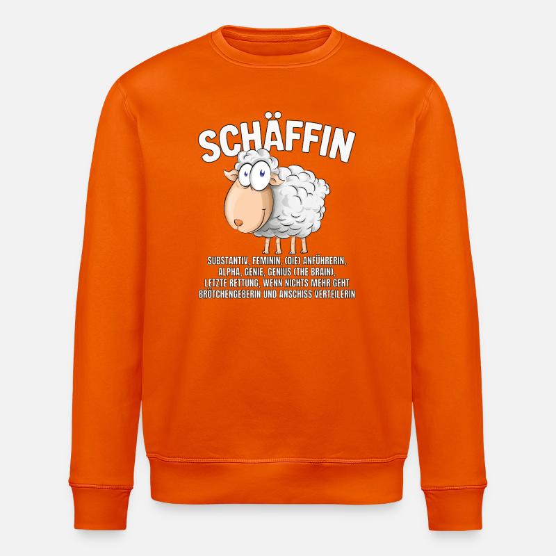 Schäffin - Alpha Schaf als Chefin - Stanley/Stella Unisex Bio-Sweatshirt ROLLER - Tieforange
