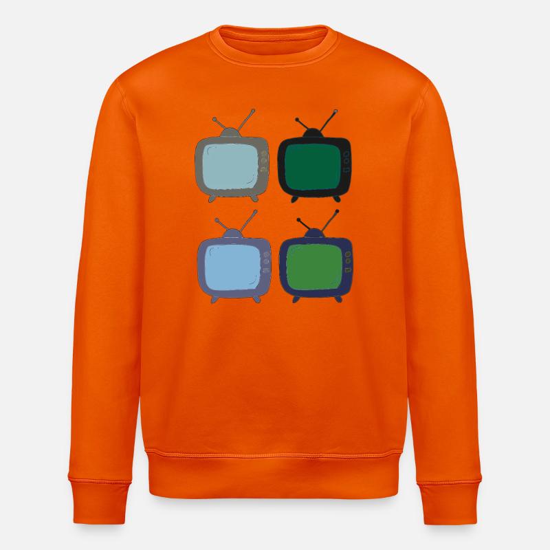 fernseher_4fach_bunt - Stanley/Stella Unisex Bio-Sweatshirt ROLLER - Tieforange