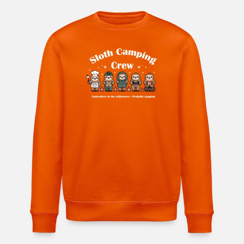 Sloth Camping Crew - Stanley/Stella ROLLER Unisex Organic Sweatshirt - bright orange