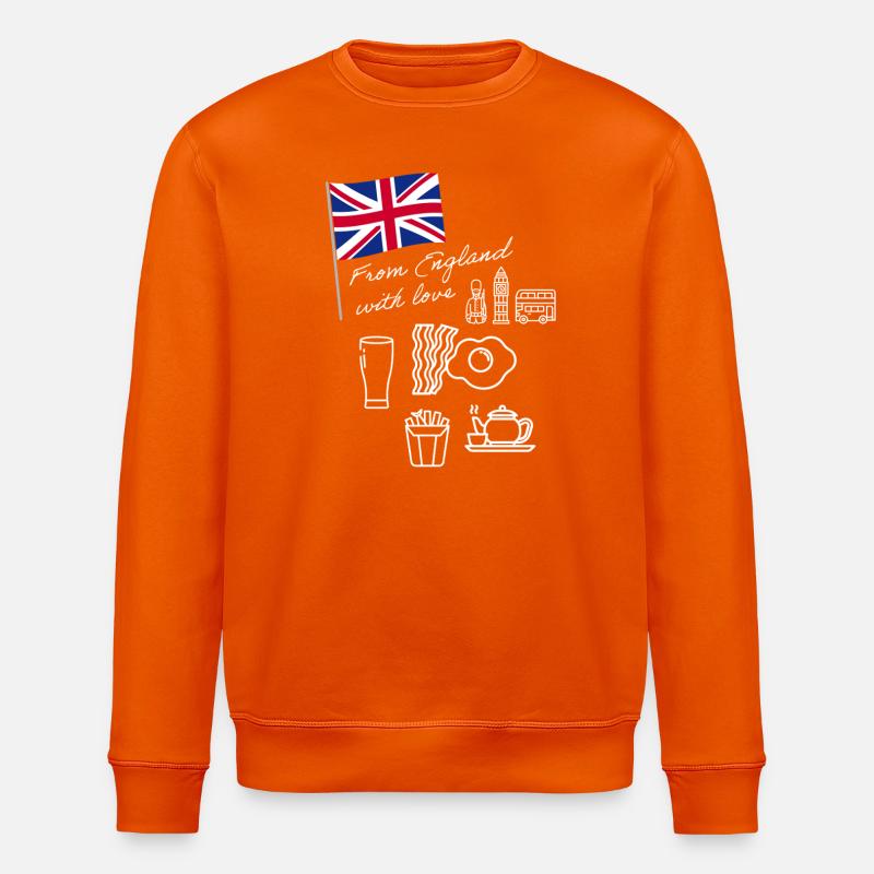 EXANGLIA (White) - Stanley/Stella ROLLER Unisex Organic Sweatshirt - bright orange
