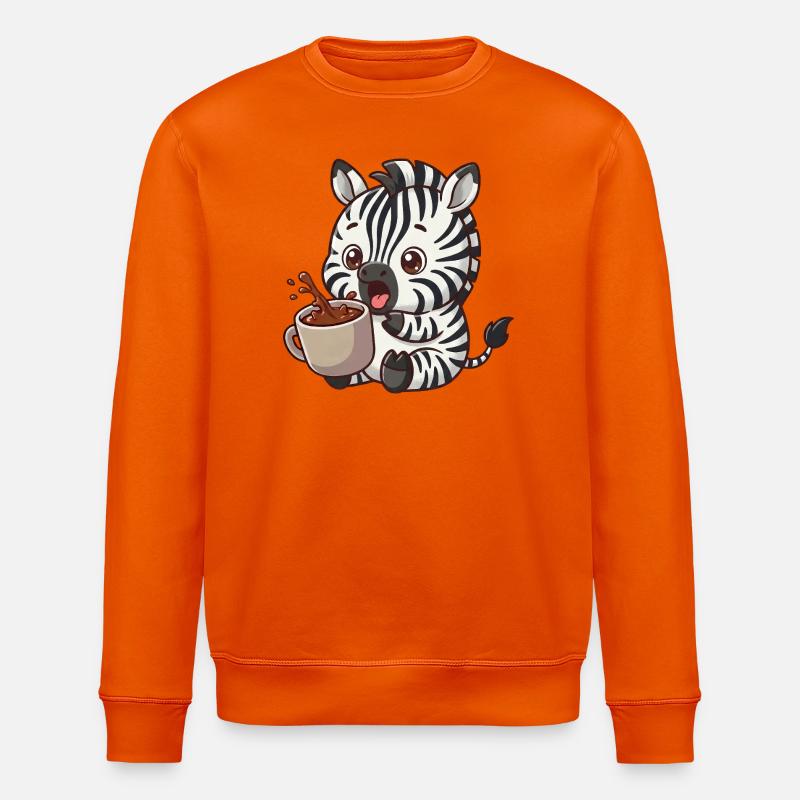 Funny Zebra Coffee Coffee Lover - Stanley/Stella ROLLER Unisex Organic Sweatshirt - bright orange