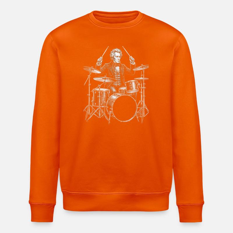 Andrew Jackson spielt Schlagzeug - Stanley/Stella Unisex Bio-Sweatshirt ROLLER - Tieforange