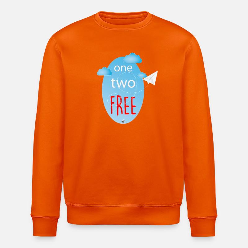 Oval, Wolken und wegfliegendes Papierflugzeug - Stanley/Stella Unisex Bio-Sweatshirt ROLLER - Tieforange