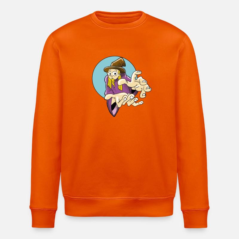 Demanding Wizard Illustration - Stanley/Stella ROLLER Unisex Organic Sweatshirt - bright orange