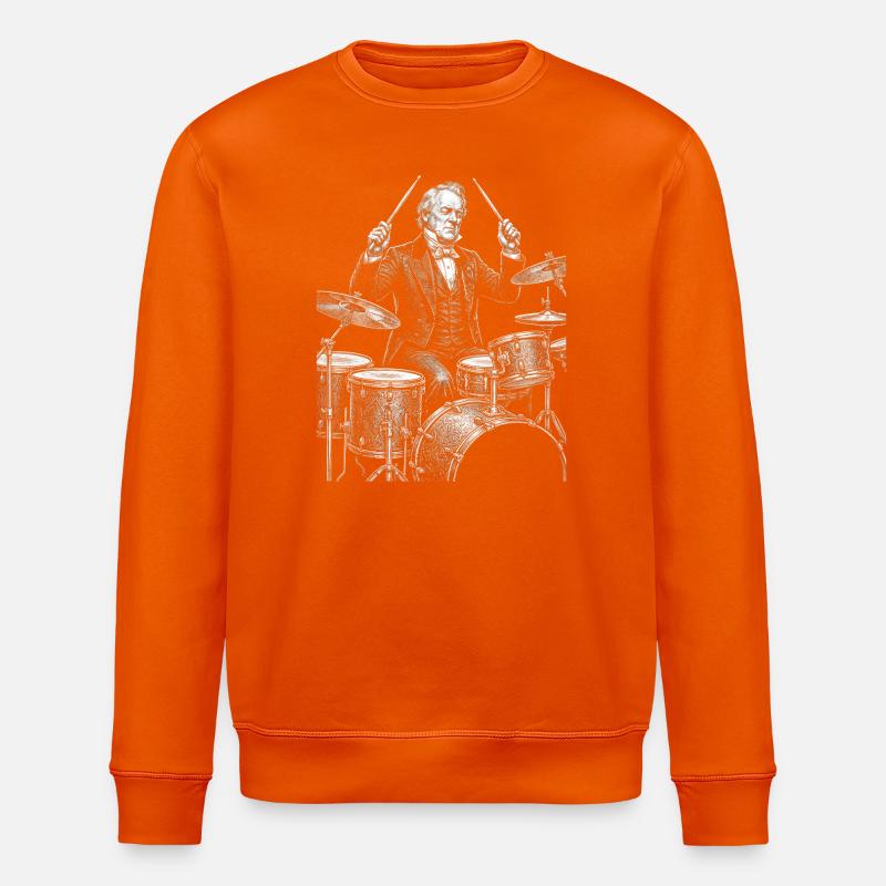 James Buchanan plays drums - Stanley/Stella ROLLER Unisex Organic Sweatshirt - bright orange