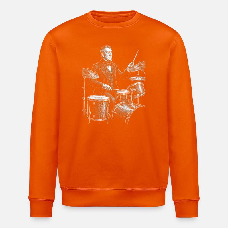 William Henry Harrison plays drums - Stanley/Stella ROLLER Unisex Organic Sweatshirt - bright orange
