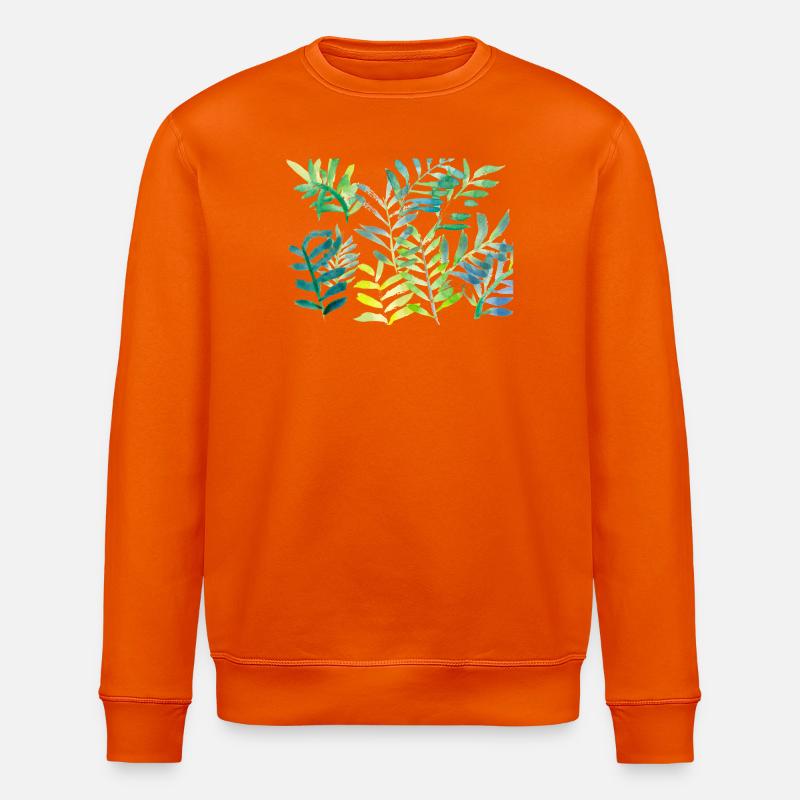Water-coloured leaf branches - Stanley/Stella ROLLER Unisex Organic Sweatshirt - bright orange