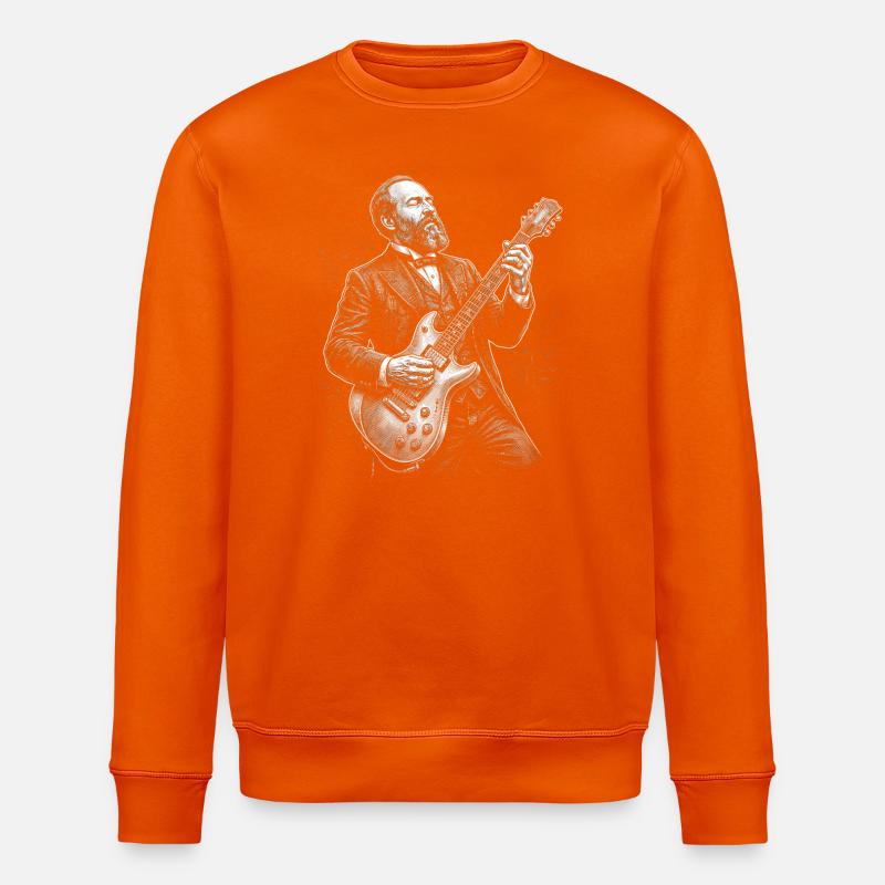 James A Playing Guitar - Stanley/Stella ROLLER Unisex Organic Sweatshirt - bright orange