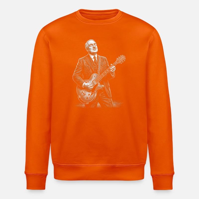 Warren Harding Playing Guitar - Stanley/Stella ROLLER Unisex Organic Sweatshirt - bright orange