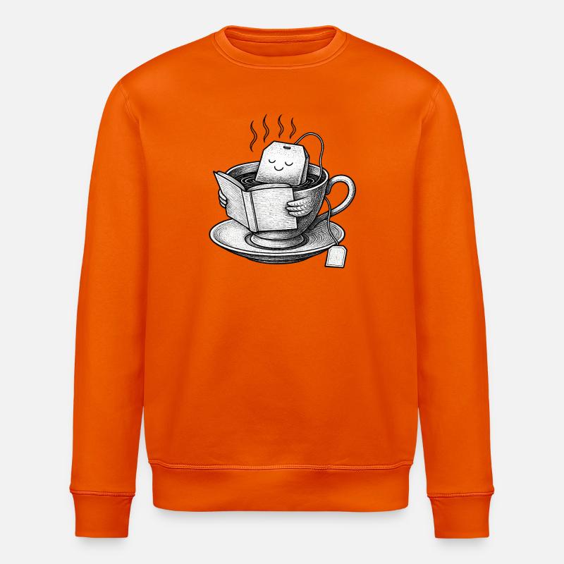 Cozy Tea Cup Reader - Stanley/Stella ROLLER Unisex Organic Sweatshirt - bright orange