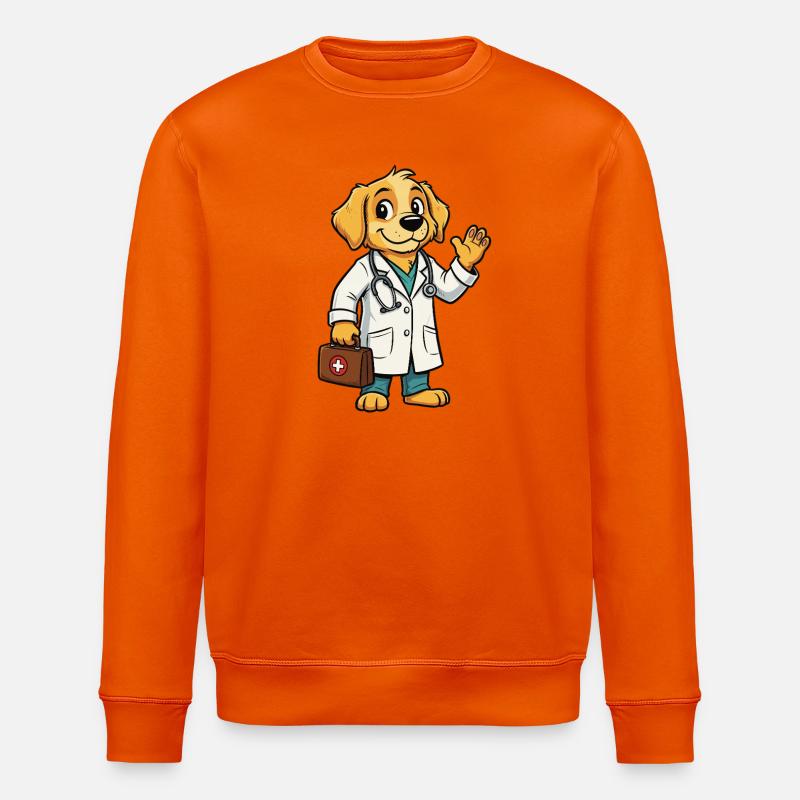 Tierarzt Hund Cartoon - Stanley/Stella Unisex Bio-Sweatshirt ROLLER - Tieforange