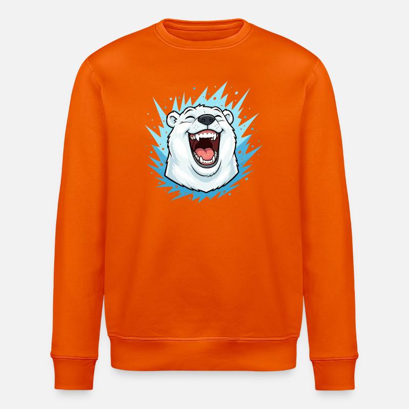 Lachender Eisbär im Blauen Blitz - Stanley/Stella Unisex Bio-Sweatshirt ROLLER - Tieforange