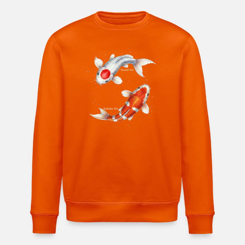 Tancho & Kohaku – Koi Glücksfische - Stanley/Stella Unisex Bio-Sweatshirt ROLLER - Tieforange