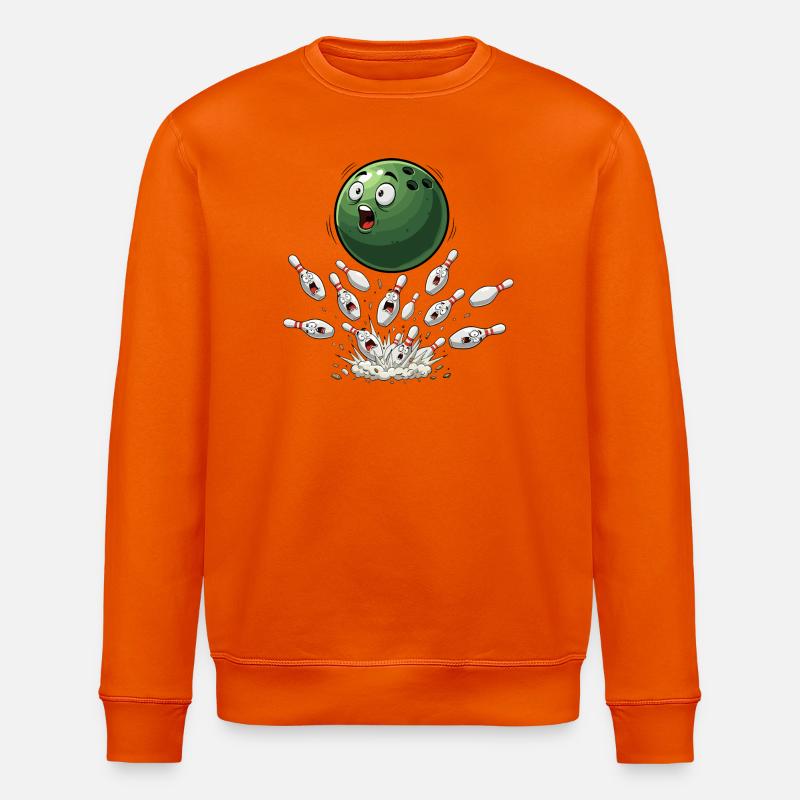 Grüne Bowlingkugel trifft Pins - Stanley/Stella Unisex Bio-Sweatshirt ROLLER - Tieforange