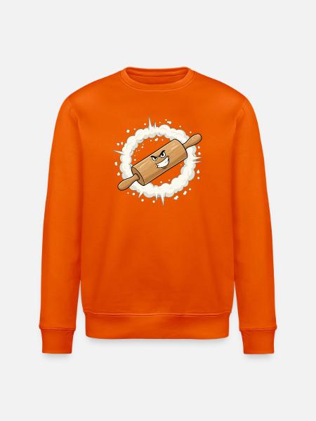 Angry Rolling Pin Cartoon - Stanley/Stella ROLLER Unisex Organic Sweatshirt - bright orange
