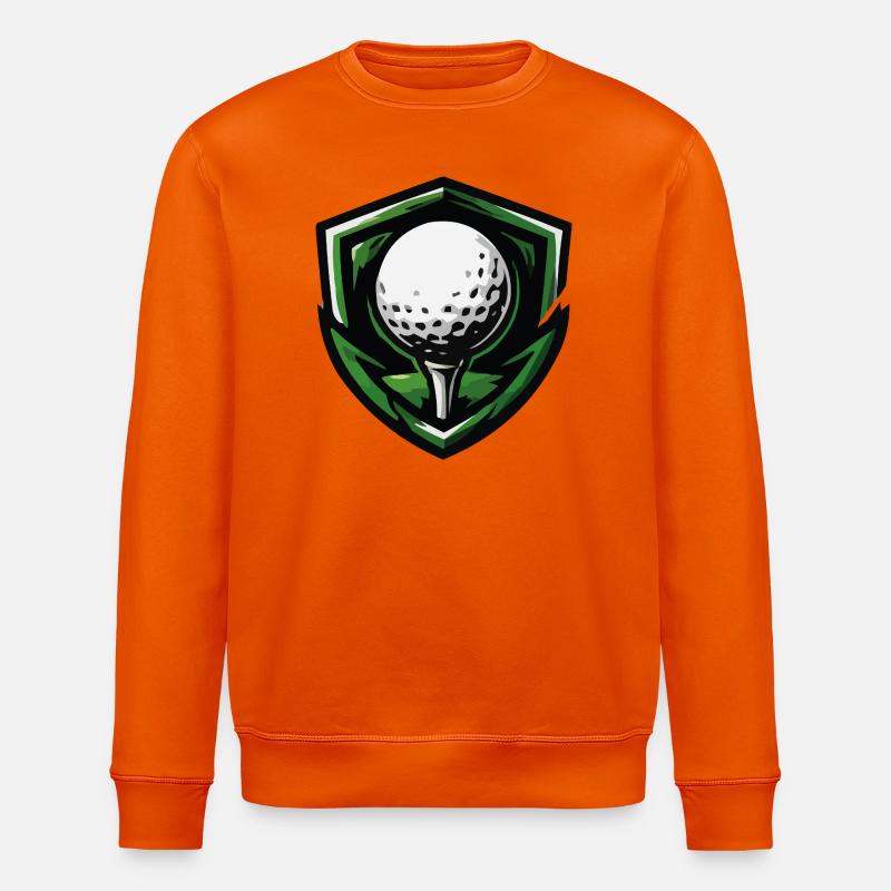 Shield Golf Ball Emblem - Stanley/Stella ROLLER Unisex Organic Sweatshirt - bright orange