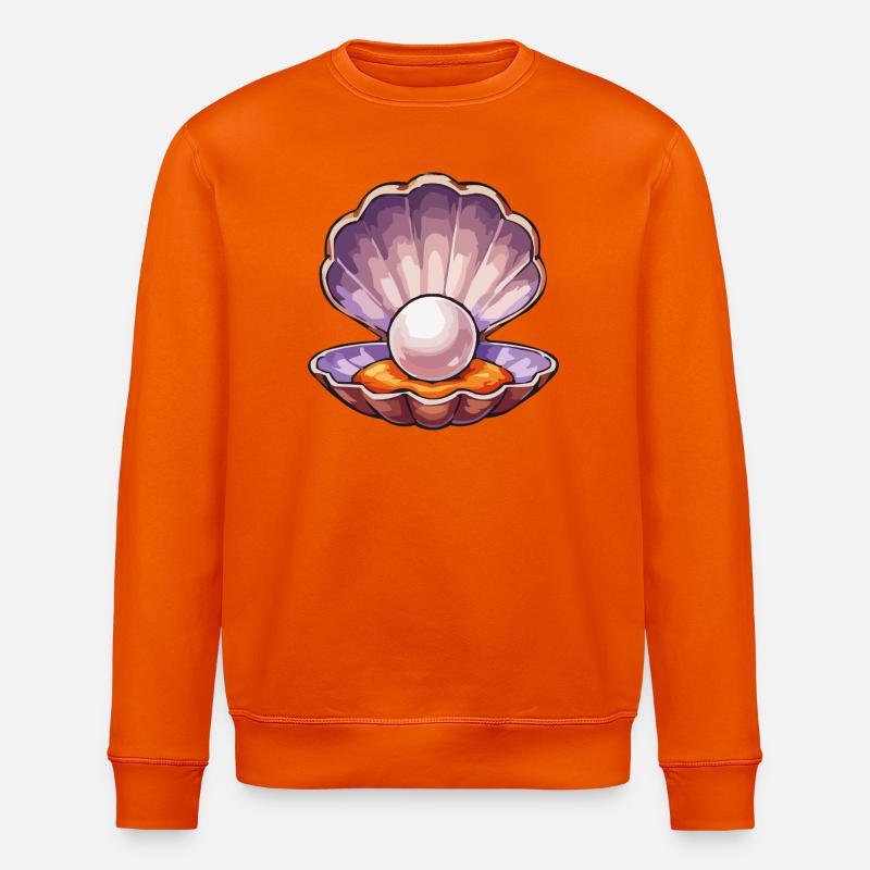 Iridescent pearl in shell - Stanley/Stella ROLLER Unisex Organic Sweatshirt - bright orange